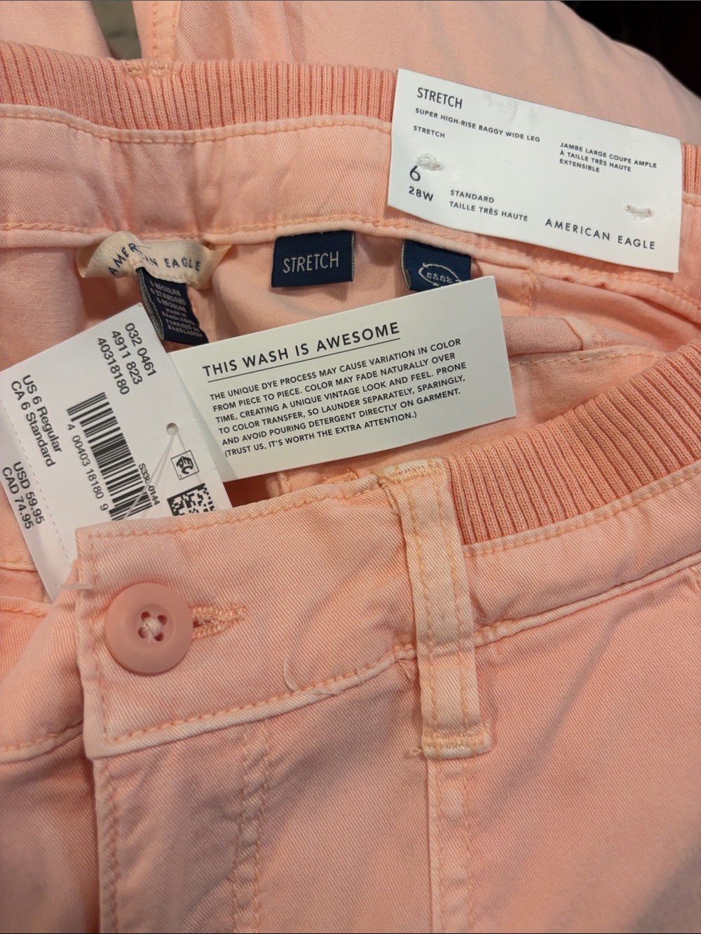 NWT AE Dreamy Drape Stretch Cargo Super High-Waisted Baggy Wide-Leg Pant sz 6 - Picture 11 of 11